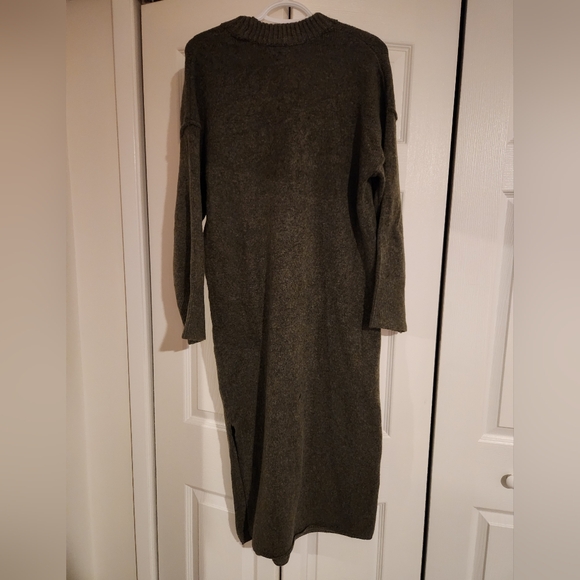 ASOS Design Front Seam Knit Midaxi Dress, Khaki, Size S Petite - Picture 3 of 9
